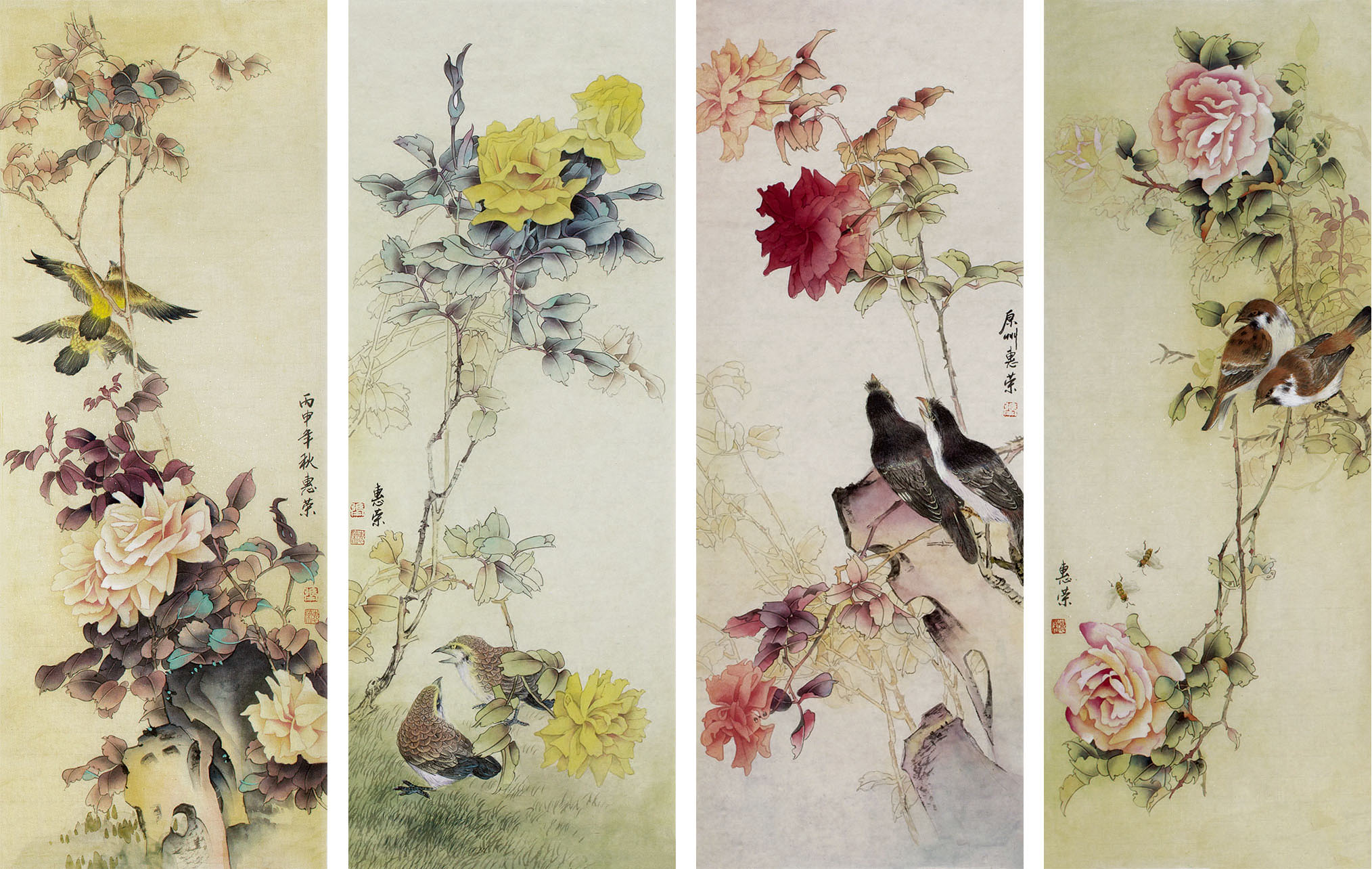 “不忘初心”张惠荣作品——四条屏系列
