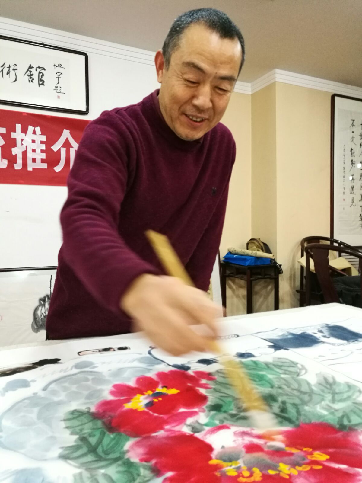 书画家迎新年联谊笔会在明月书画艺术馆举行