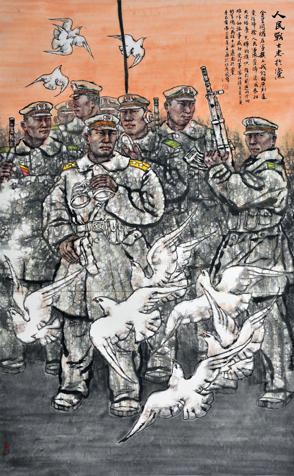 庆祝中国人民解放军九十周年 胡国伟中国画作品展在郑州举办