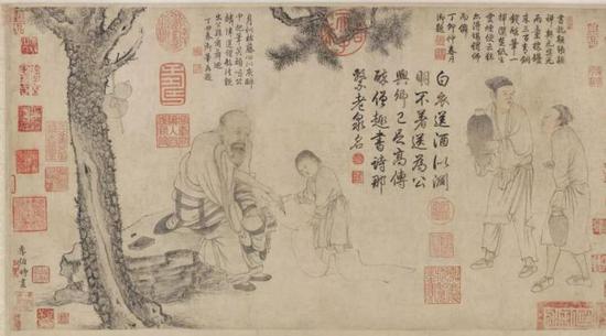 北宋 李公麟（传） 醉僧图卷 纸本设色 32.5 × 60.8 cm 美国弗利尔博物馆藏